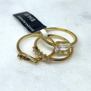 Banana Republic NWT Set of 3 Separate Gold Diamond Stack Rings, Size 8